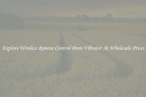 Explore Wireless Remote Control Penis Vibrator At Wholesale Prices